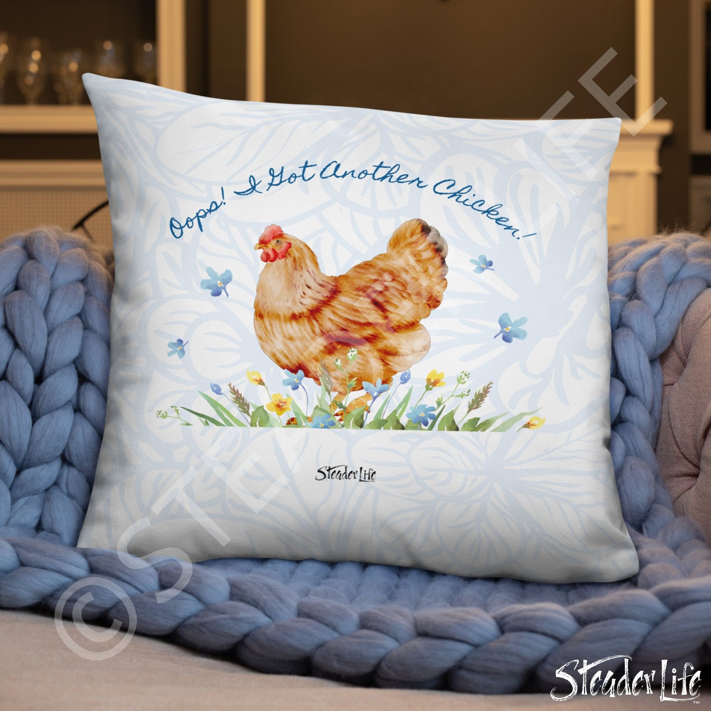 Oops Another Chicken - Basic Square Throw Pillow AOP