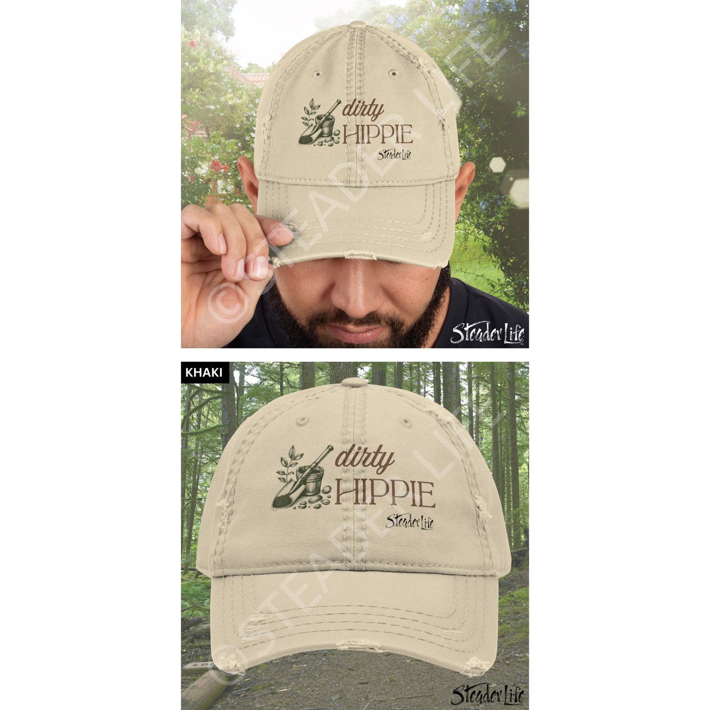 Dirty Hippie Dirt & Seeds - Distressed Ball Cap DTF