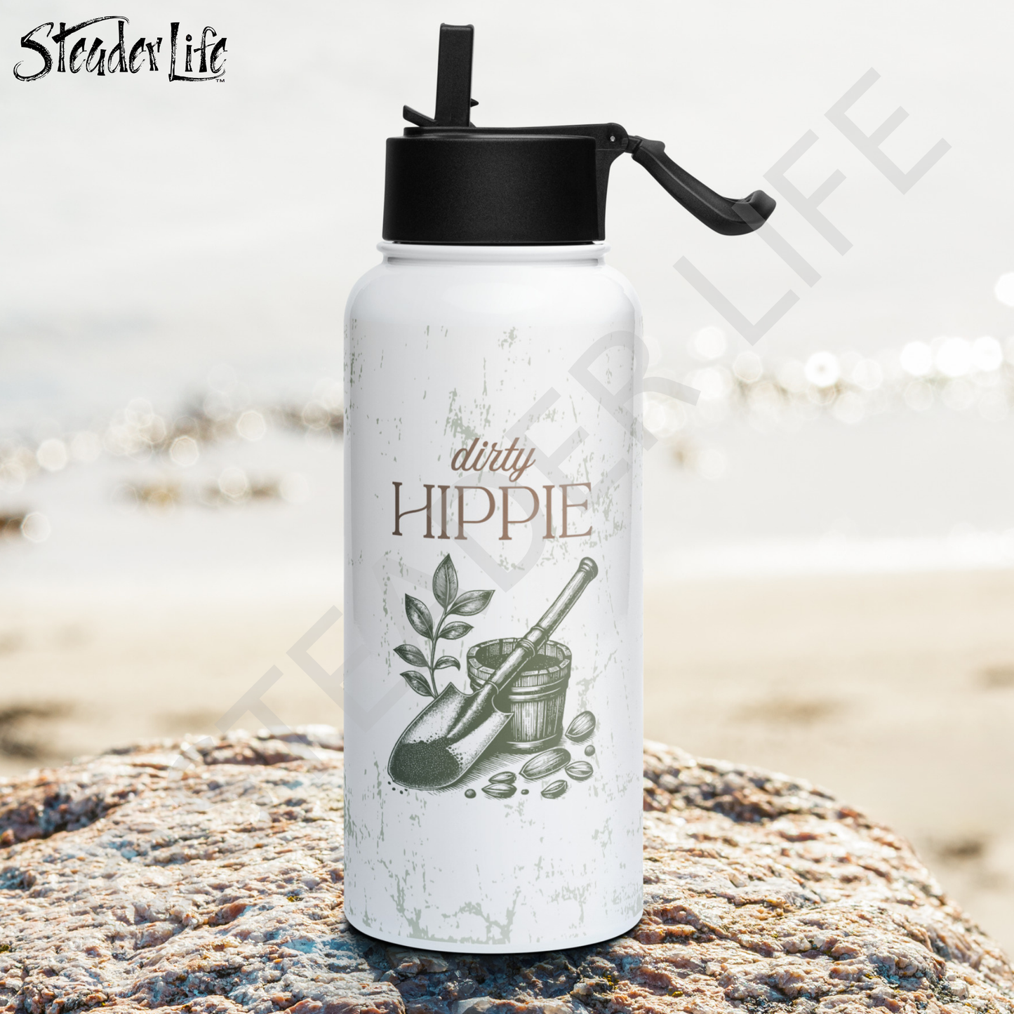 Dirty Hippie Dirt & Seeds - Stainless Water Bottle w/ Straw Lid