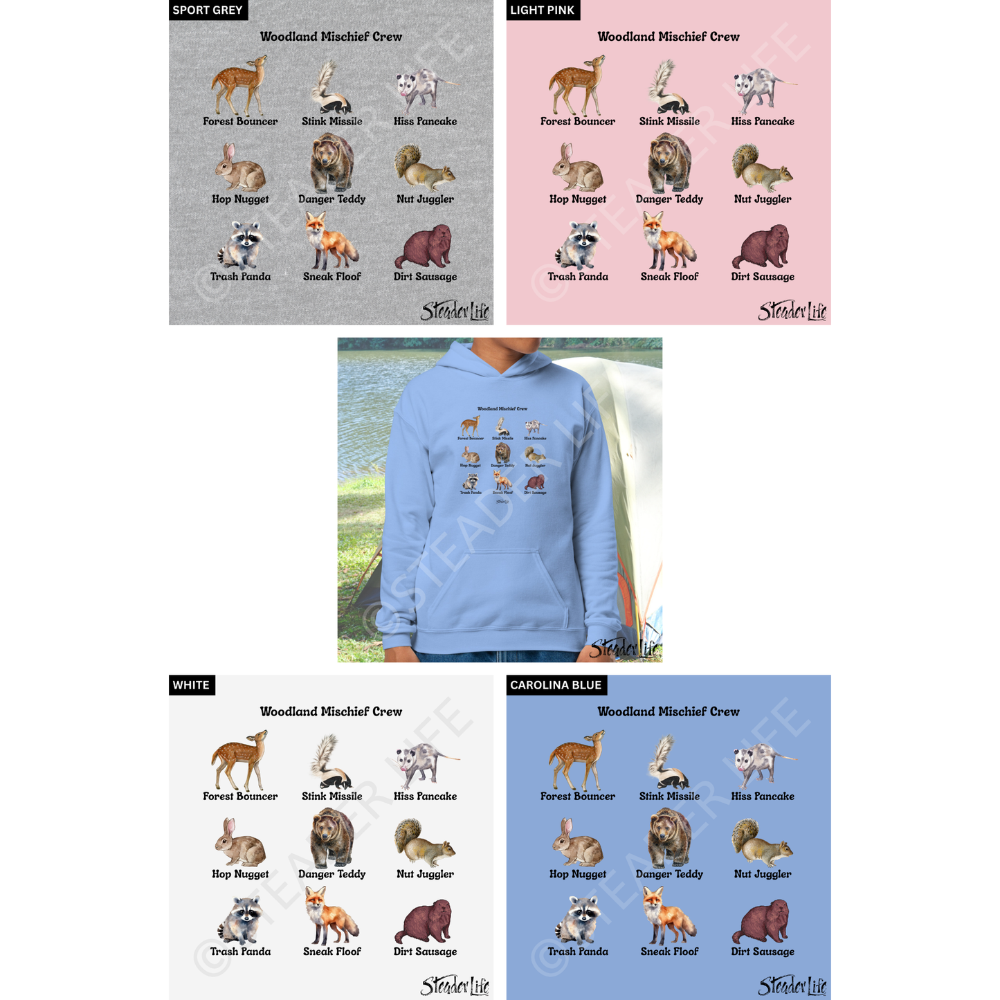 Woodland Mischief Crew - Kids Heavy Hoodie 18500B