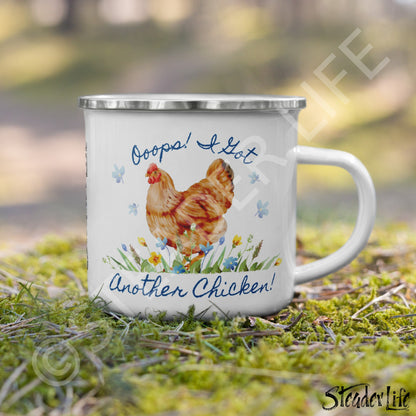 Oops Another Chicken - 12 oz Enamel Camp Mug