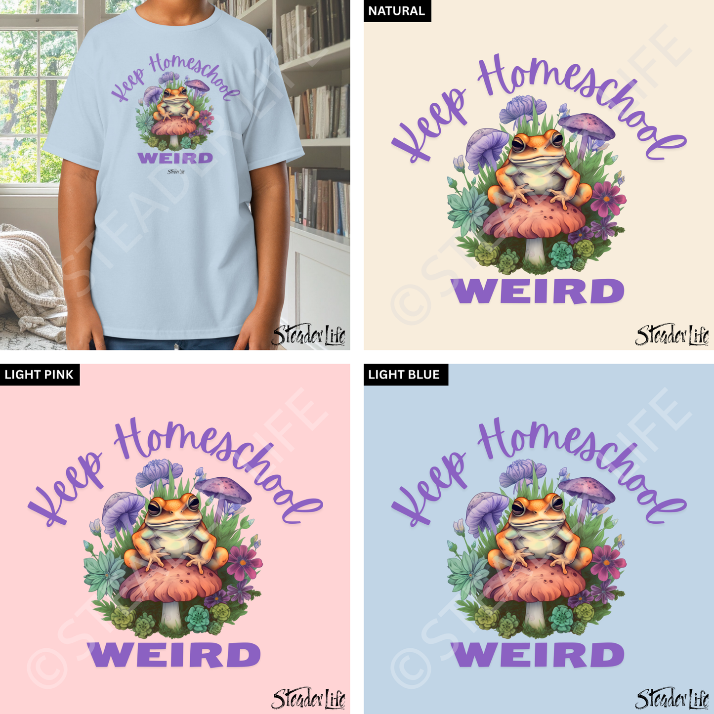 Keep Homeschool Weird Toad - Kids Tee