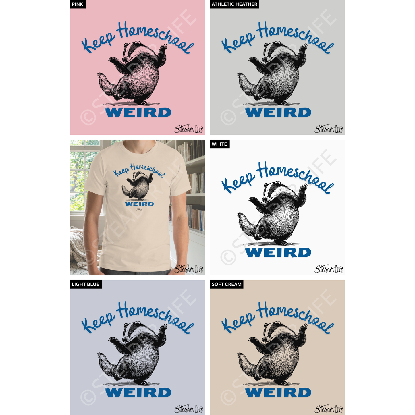 Keep Homeschool Weird Badger - Adult Tee