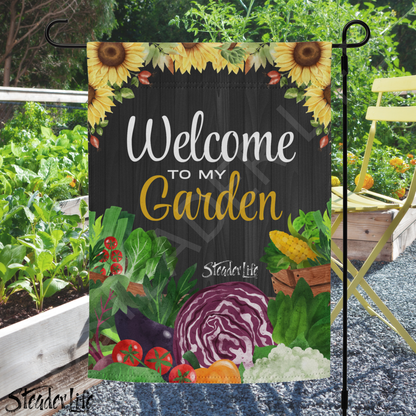 Welcome To My Garden Veggies - Garden Flag w/ Post