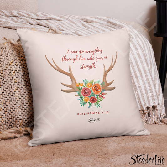 Steader Way™ I Can Do Everything Antlers Orange - Square Throw Pillow