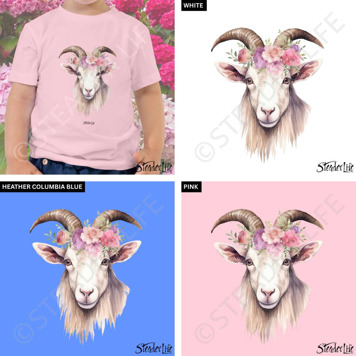 Beflowered Goat - Toddler Tee