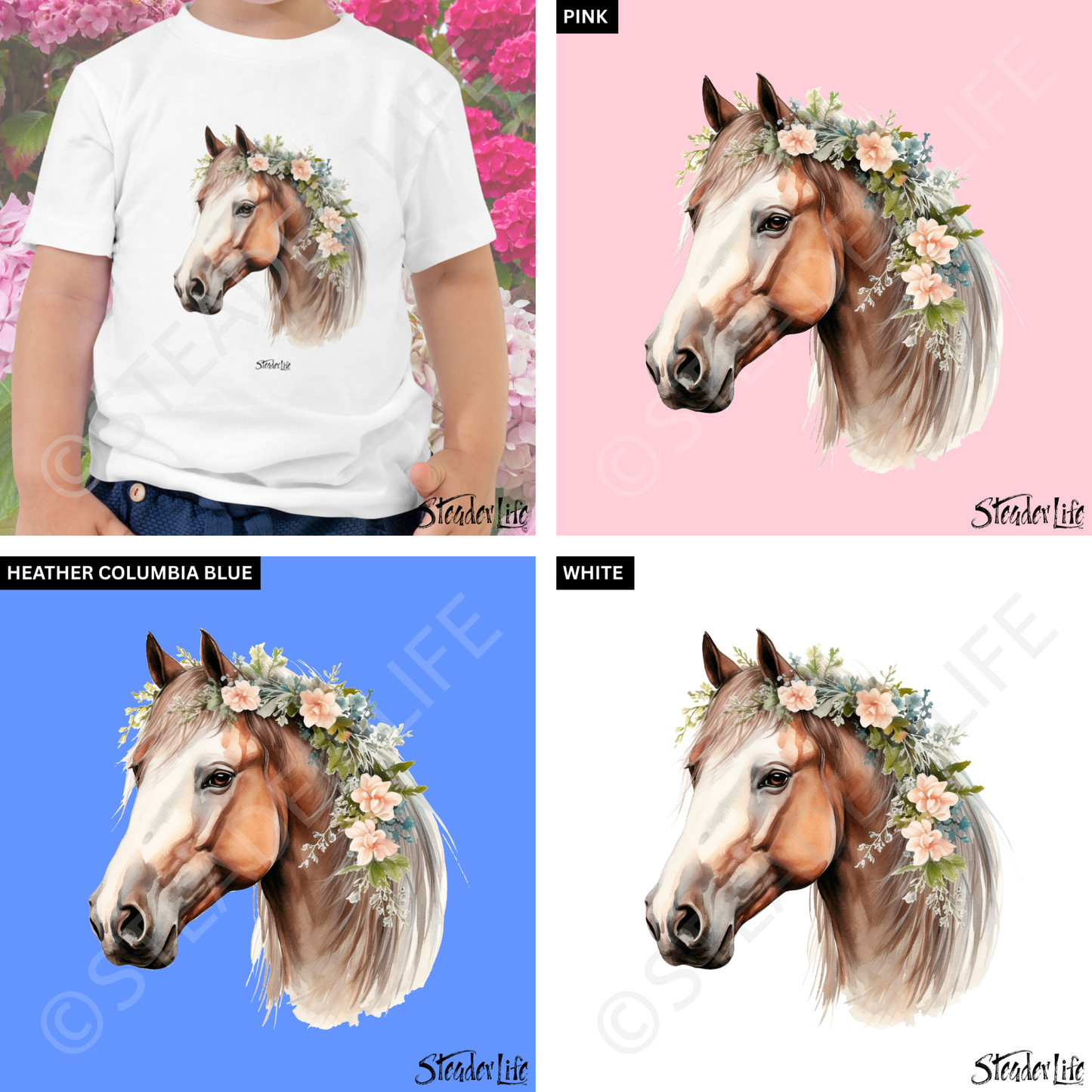 Beflowered Horse - Toddler Tee