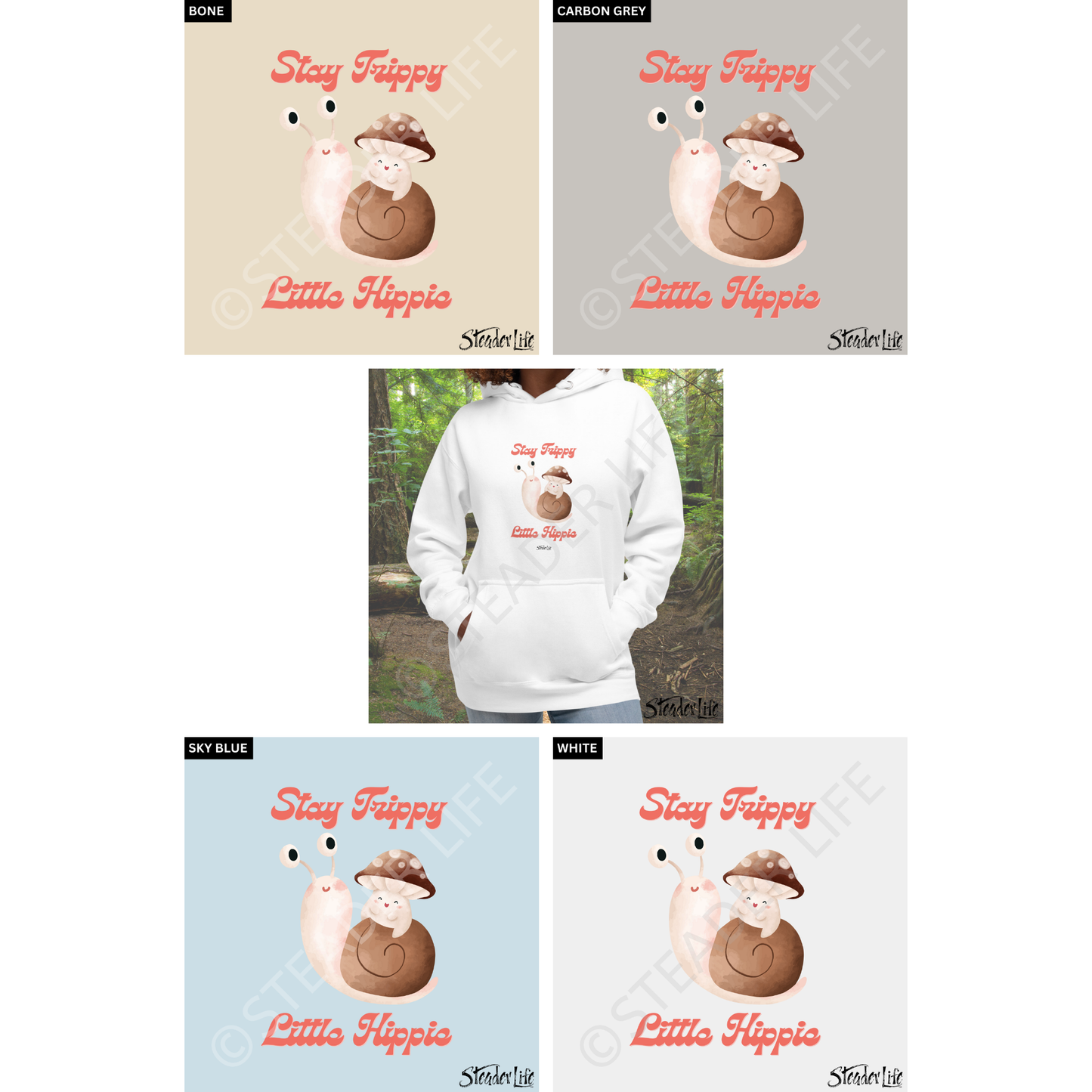 Stay Trippie Little Hippie Snail - Adult Hoodie