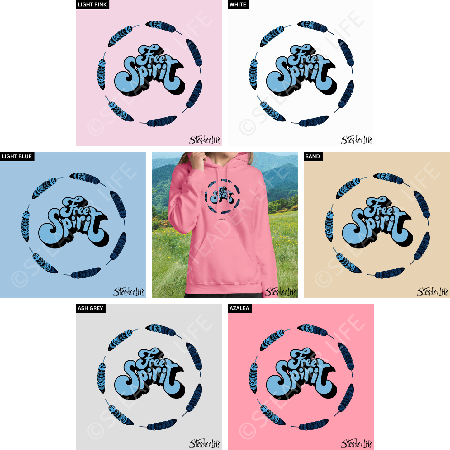 Free Spirit Blue Feathers - Women's Hoodie