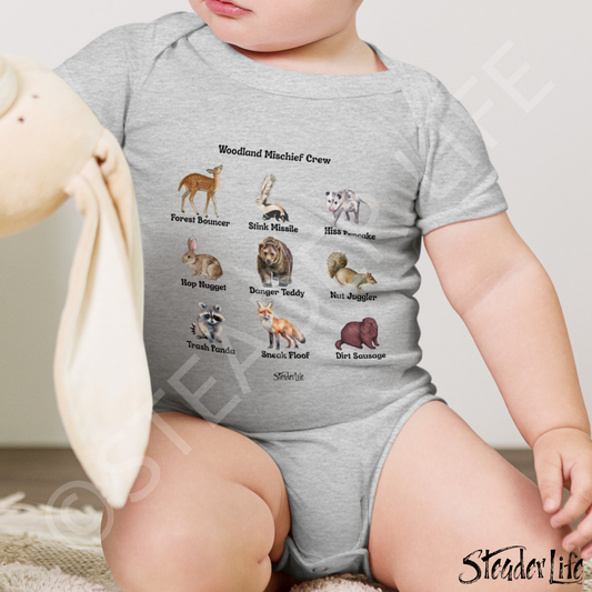 Woodland Mischief Crew - Baby Short Sleeve Onesie 100B