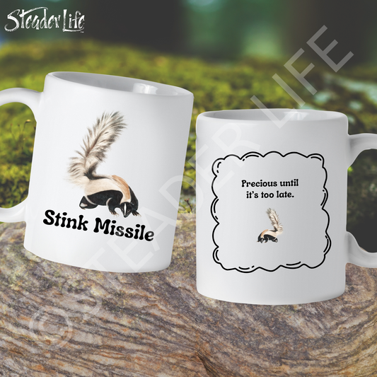 Stink Missile Skunk - 15 oz White Ceramic Mug
