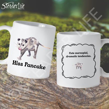 Hiss Pancake Opossum - 15 oz White Ceramic Mug