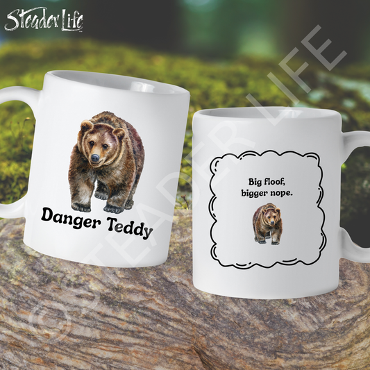 Danger Teddy Bear - 15 oz White Ceramic Mug