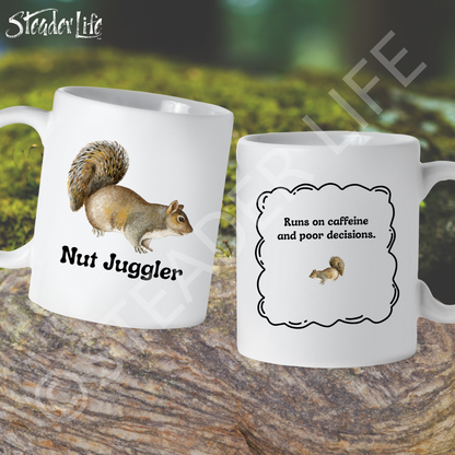 Nut Juggler Squirrel - 15 oz White Ceramic Mug