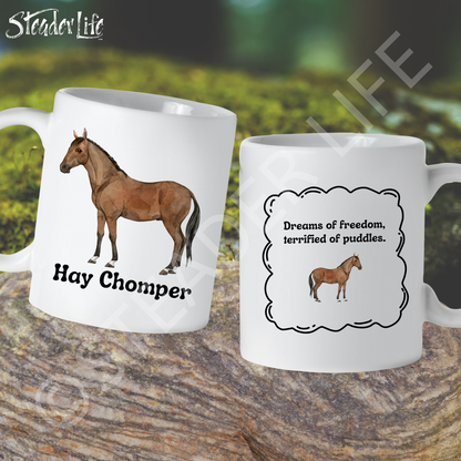 Hay Chomper Horse - 15 oz White Ceramic Mug