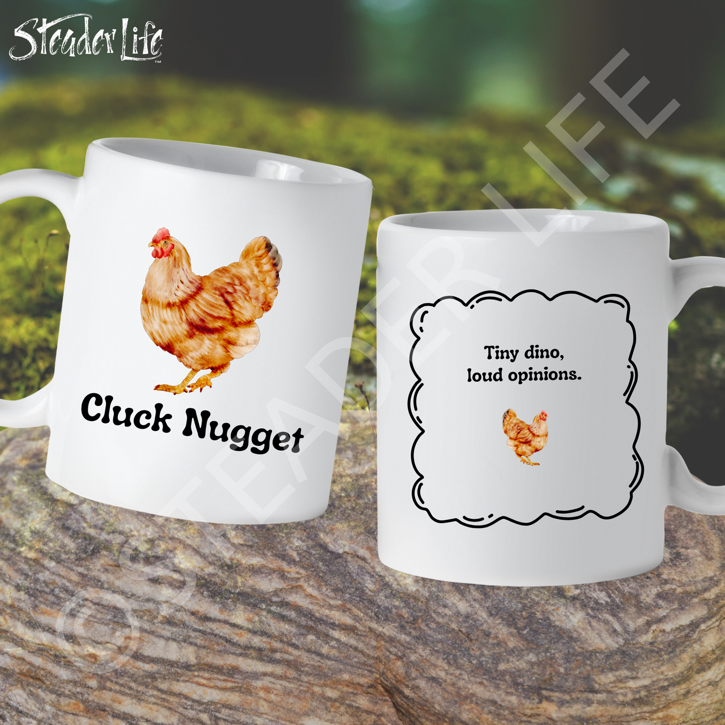 Cluck Nugget Chicken - 15 oz White Ceramic Mug