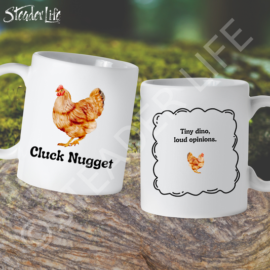Cluck Nugget Chicken - 15 oz White Ceramic Mug