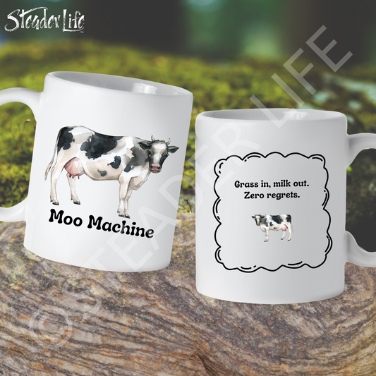 Moo Machine Cow - 15 oz White Ceramic Mug