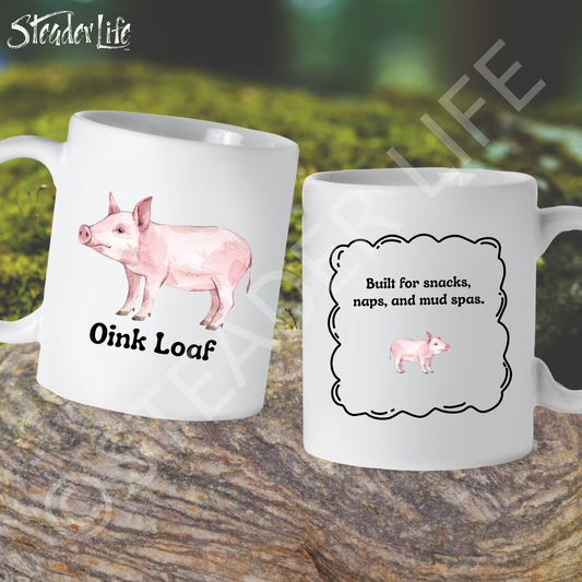 Oink Loaf Pig - 15 oz White Ceramic Mug