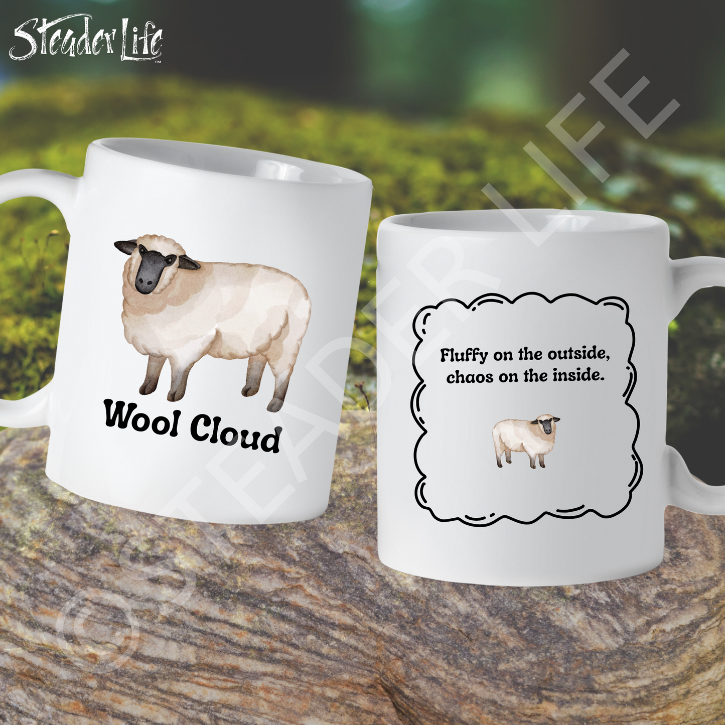 Wool Cloud Sheep - 15 oz White Ceramic Mug