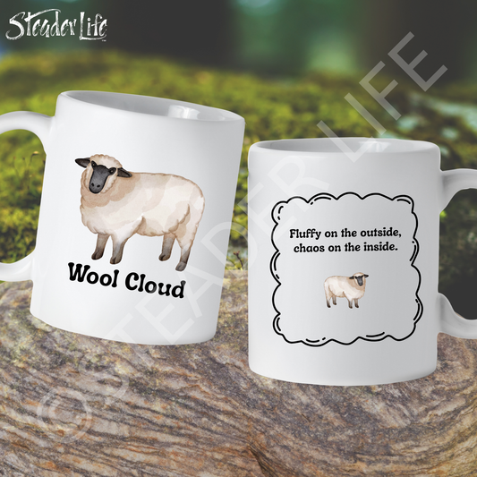 Wool Cloud Sheep - 15 oz White Ceramic Mug