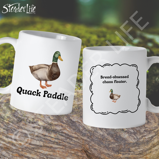 Quack Paddle Duck - 15 oz White Ceramic Mug