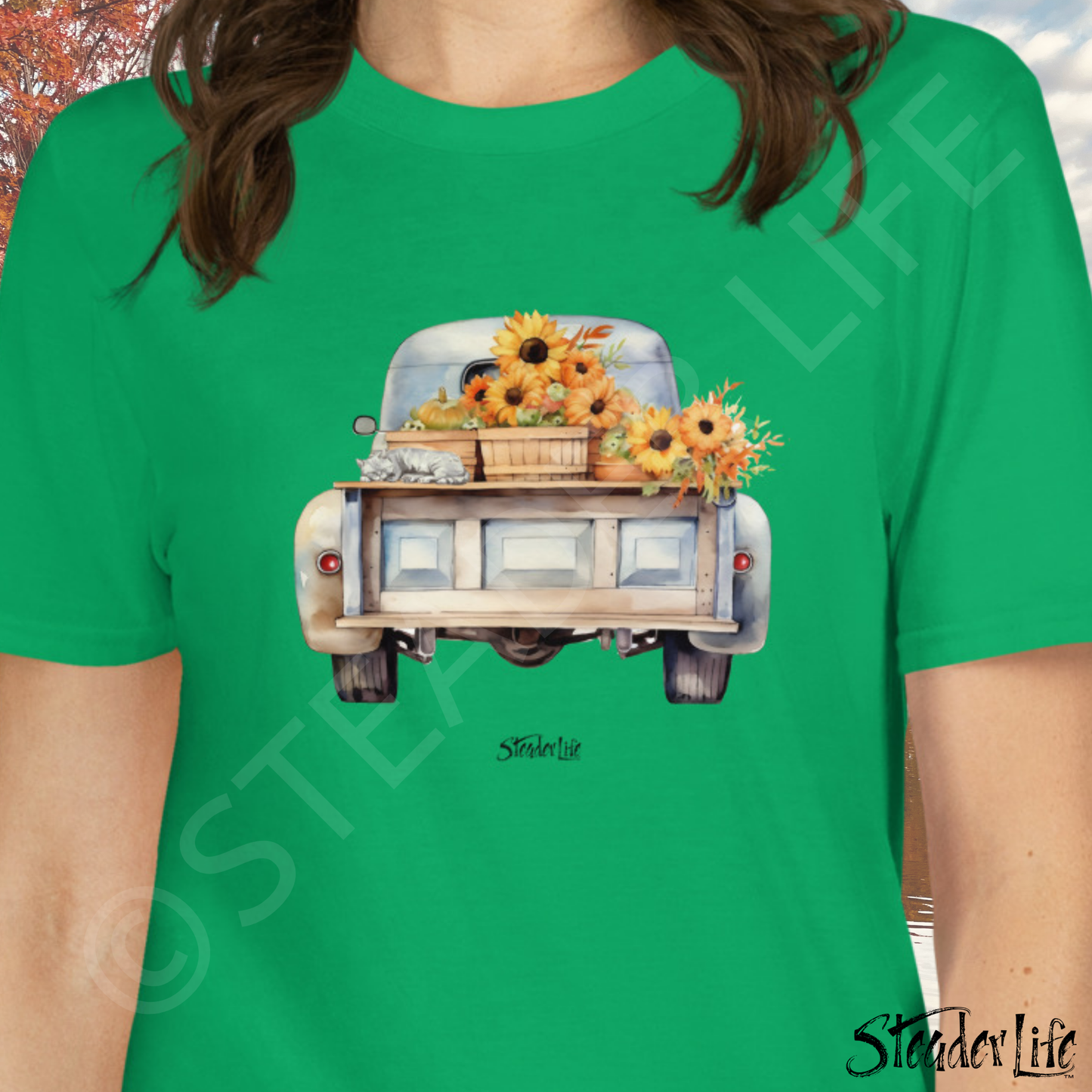 Fall Blooms Vintage Truck - Women's Tee