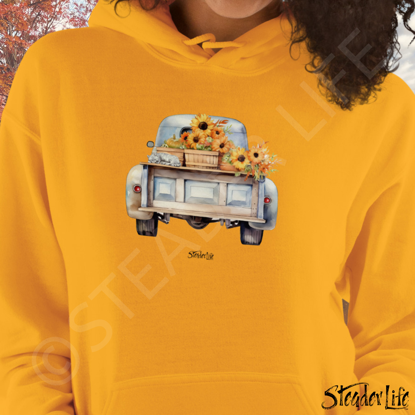Fall Blooms Vintage Truck - Women's Hoodie