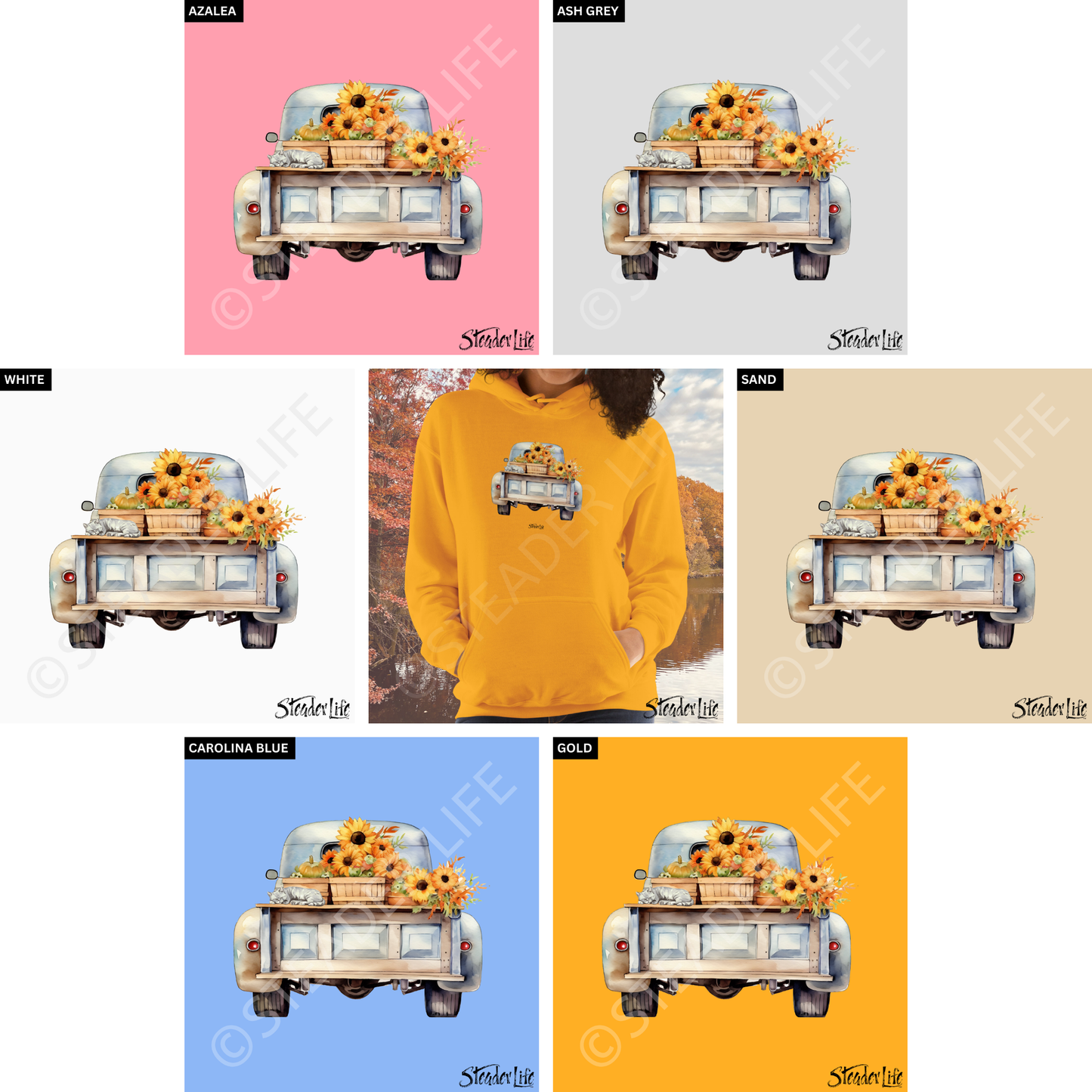 Fall Blooms Vintage Truck - Women's Hoodie