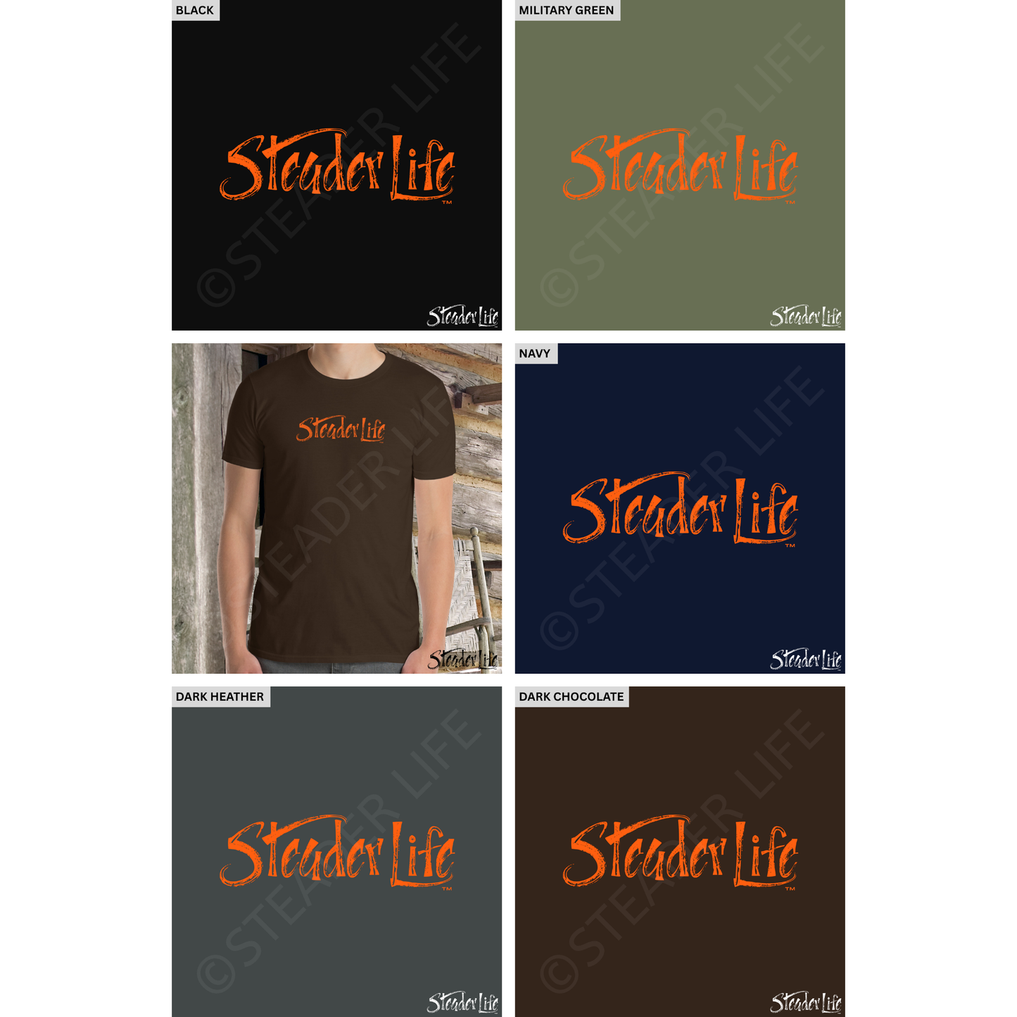 Steader Life™ Blaze Orange Logo - Dark Men's Tee