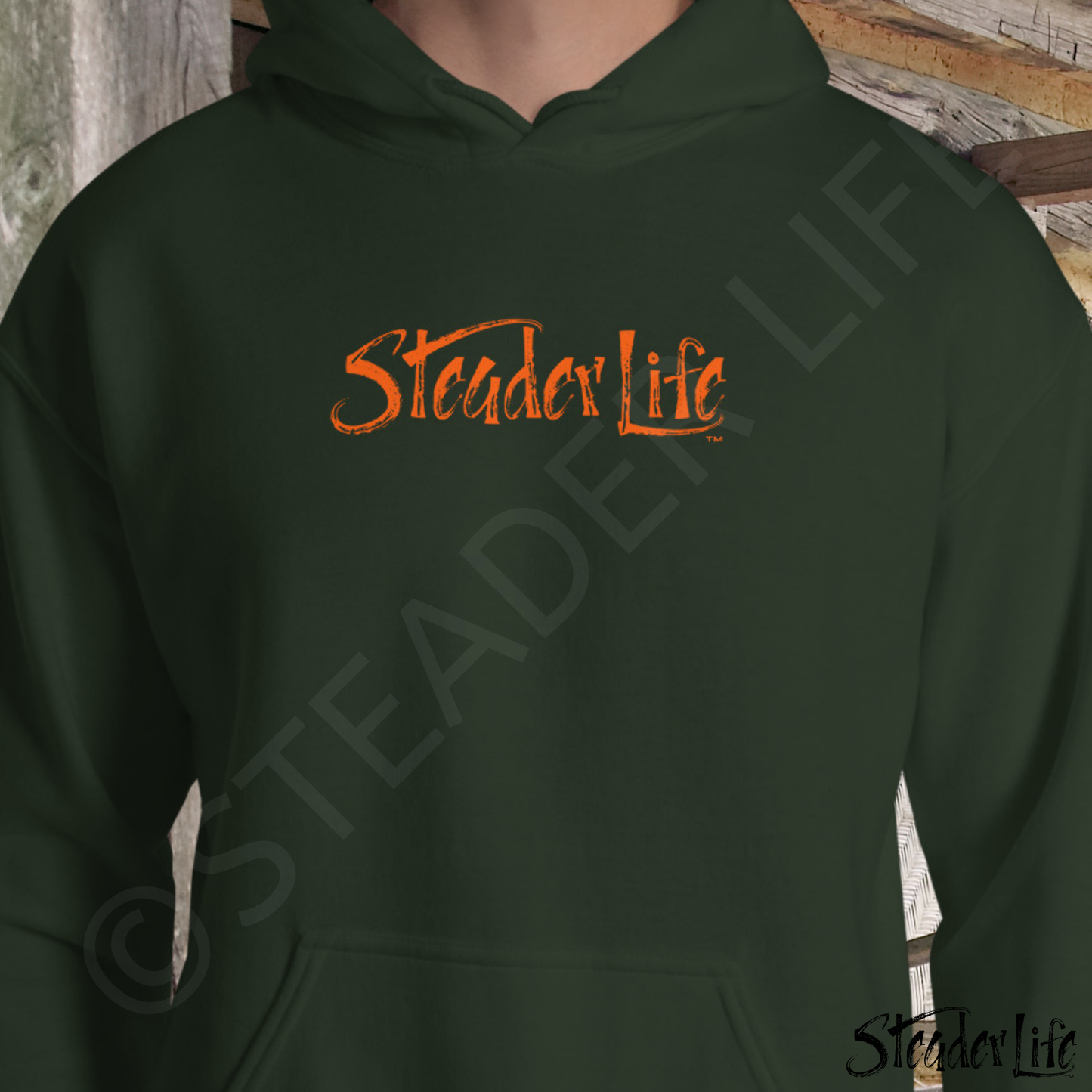Steader Life™ Blaze Orange Logo - Dark Men's Hoodie