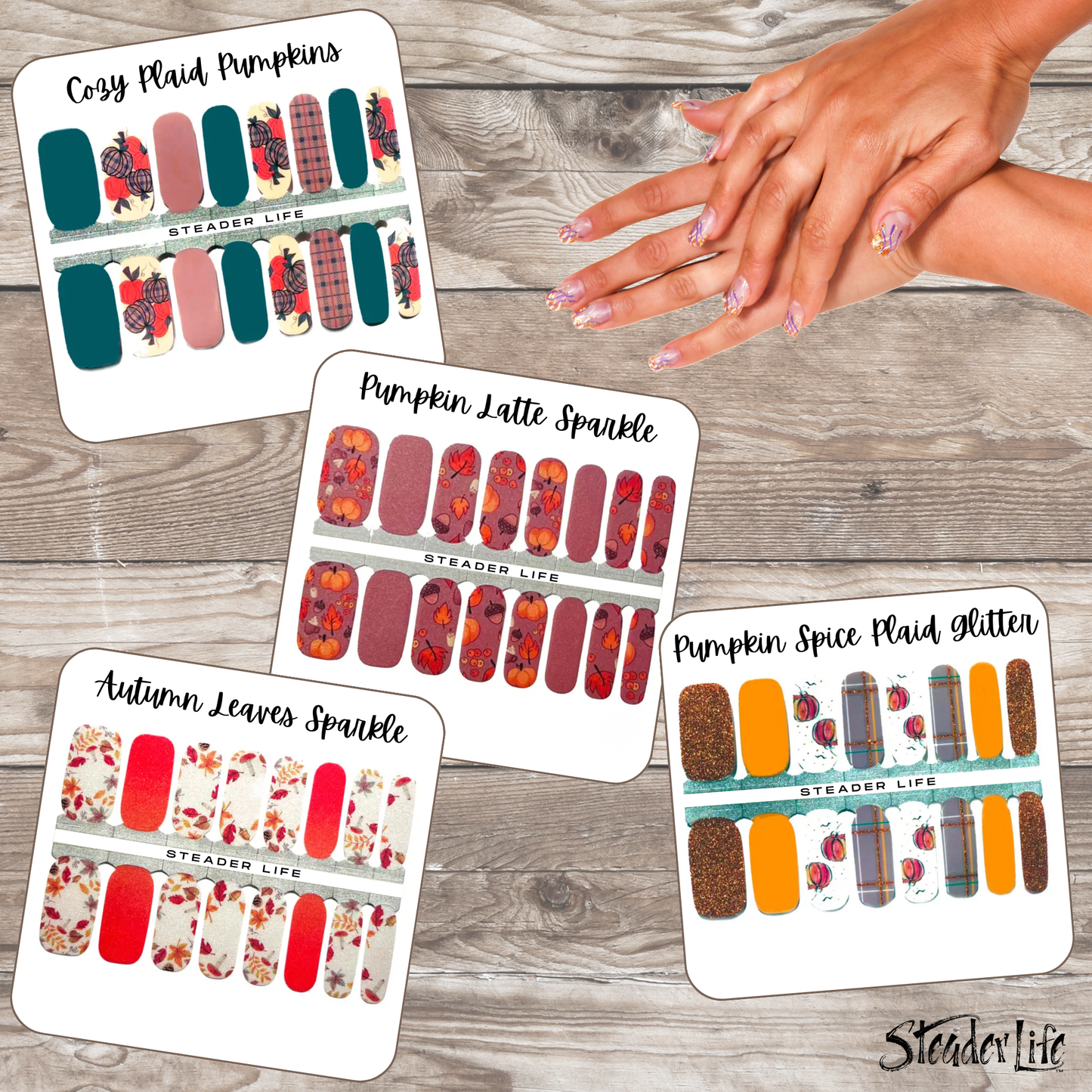 Autumn Sparkle Non-Toxic Nail Wraps | 4 Set Bundle