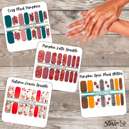 Autumn Sparkle Non-Toxic Nail Wraps | 4 Set Bundle