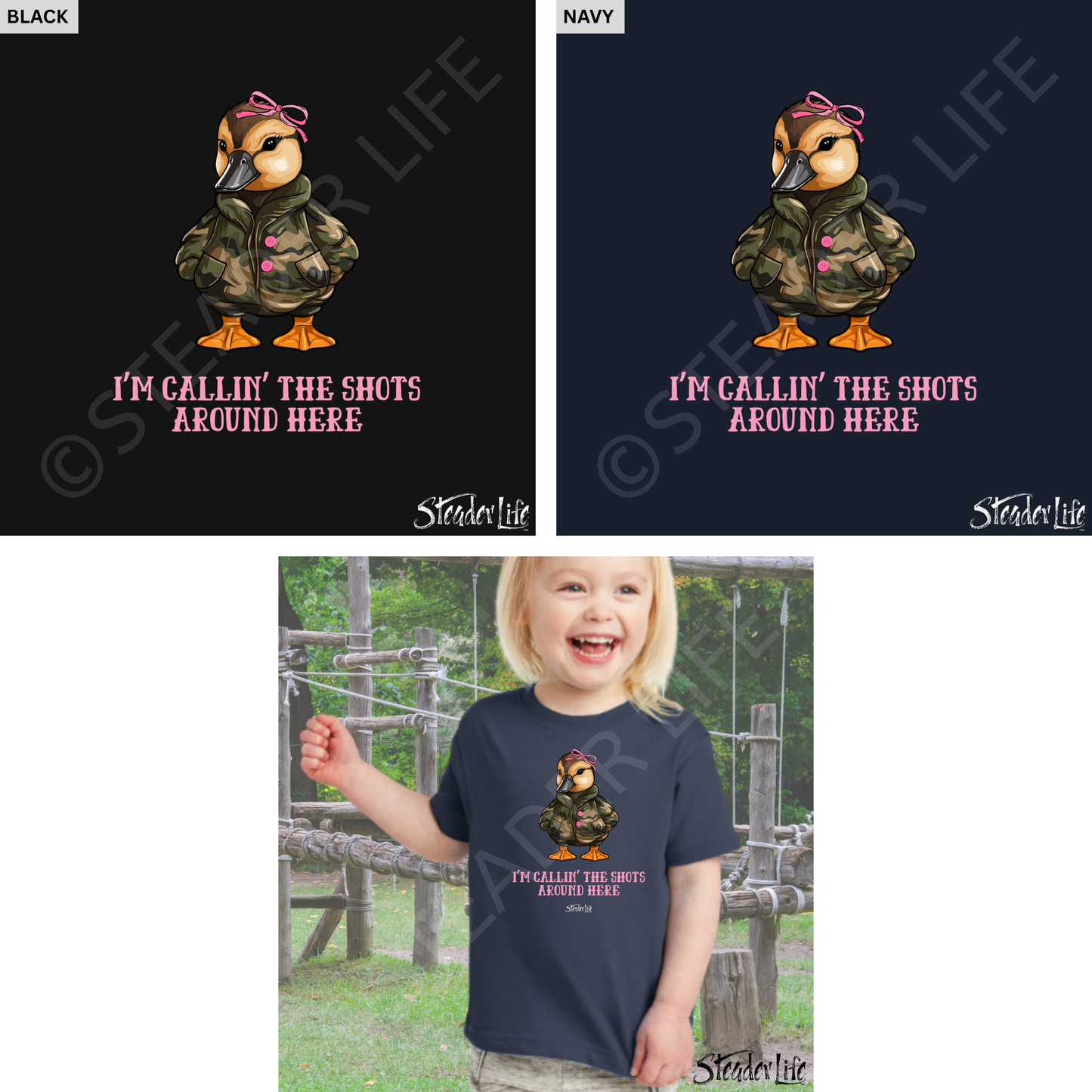 Callin' The Shots Girl Duck - Dark Toddler Tee