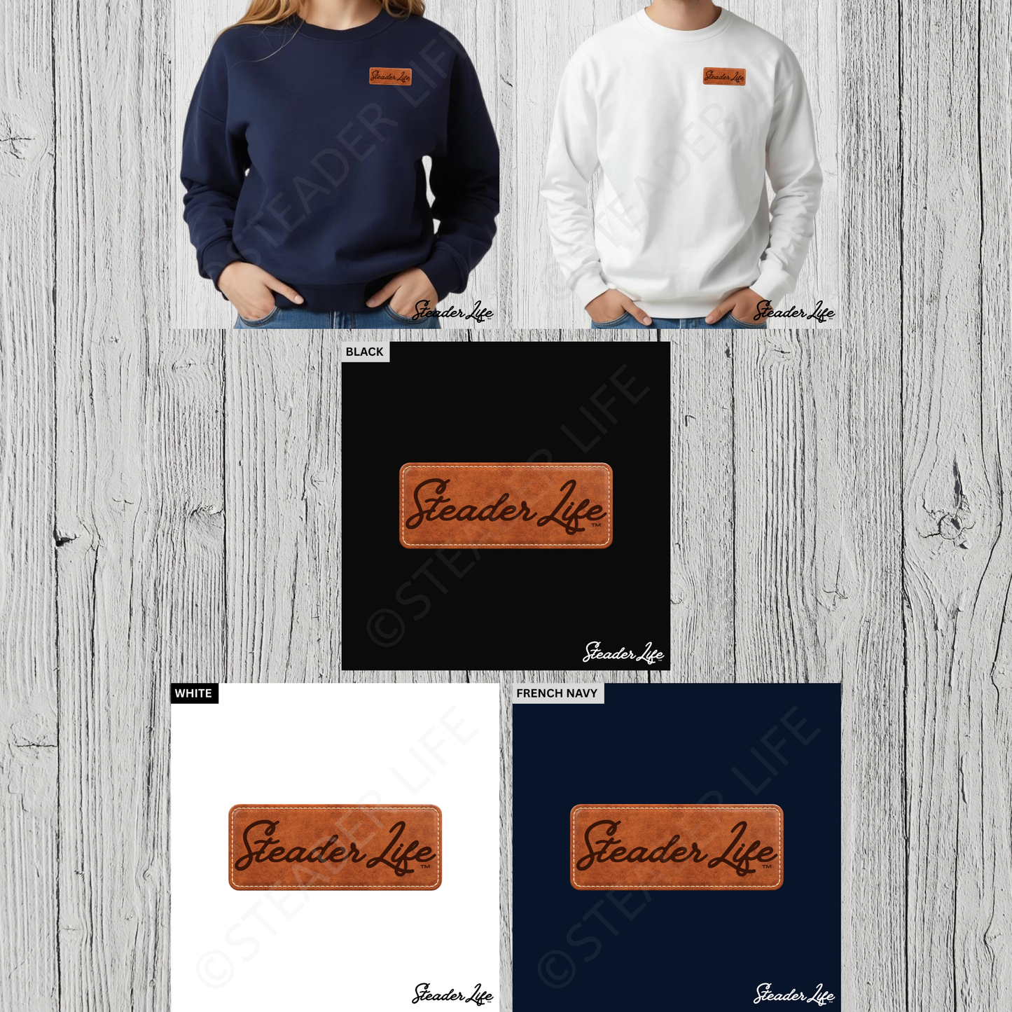 Ashe Leather Patch | Organic Cotton Adult Sweatshirt