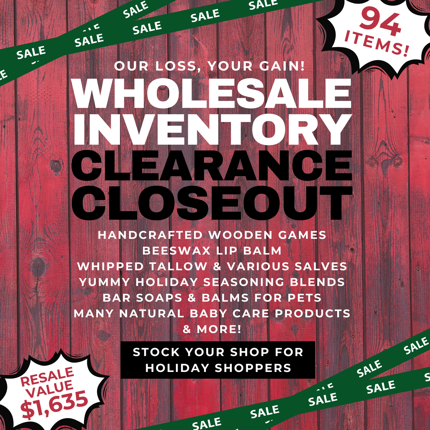 Wholesale Inventory Clearance Closeout - 94 Items To Stock Your Shop